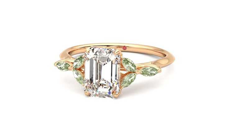 Taylor & Hart Tamora Emerald Engagement Ring 360 degree image 27