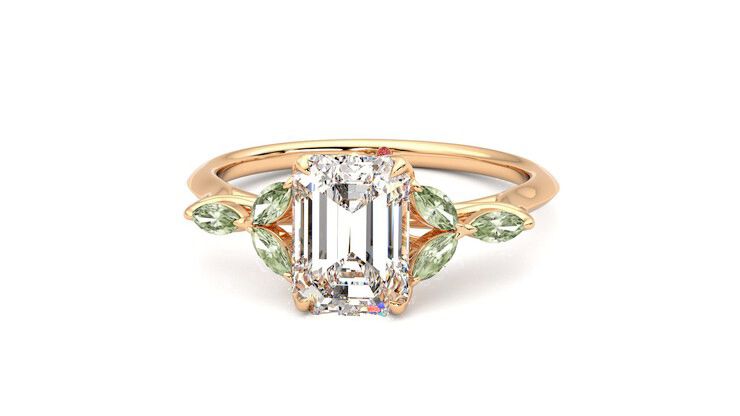 Taylor & Hart Tamora Emerald Engagement Ring 360 degree image 28