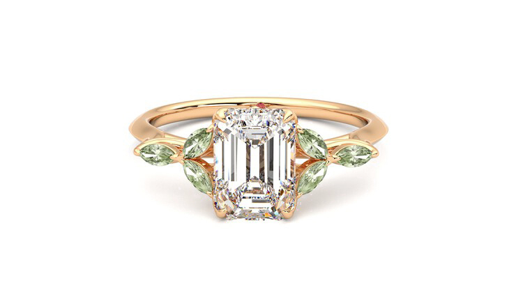 Taylor & Hart Tamora Emerald Engagement Ring 360 degree image 29