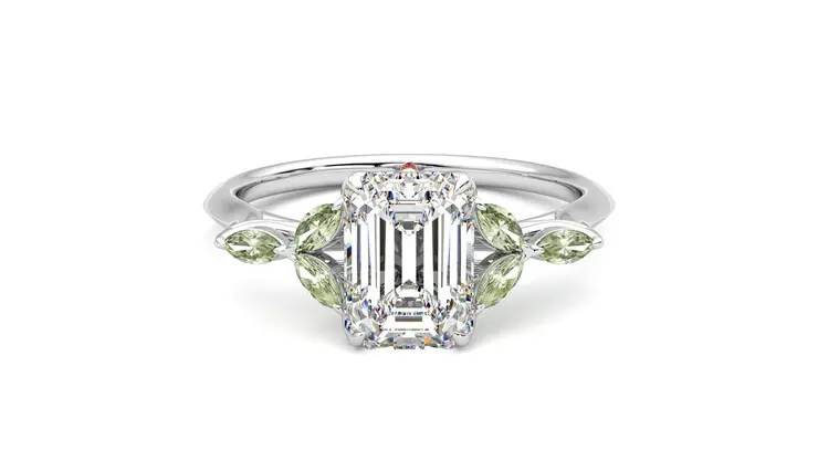 Taylor & Hart Tamora Emerald Engagement Ring 360 detail 01