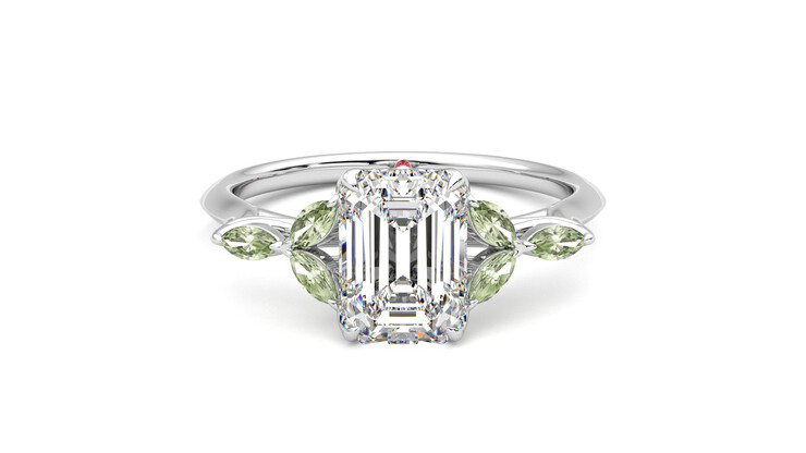 Taylor & Hart Tamora Emerald Engagement Ring 360 degree image 0
