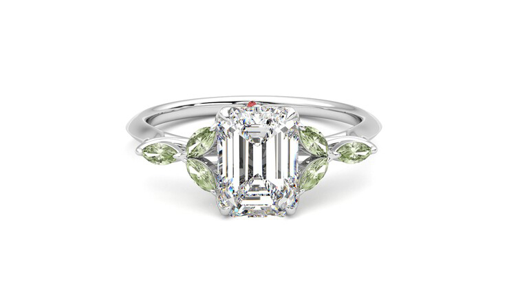 Taylor & Hart Tamora Emerald Engagement Ring 360 degree image 1