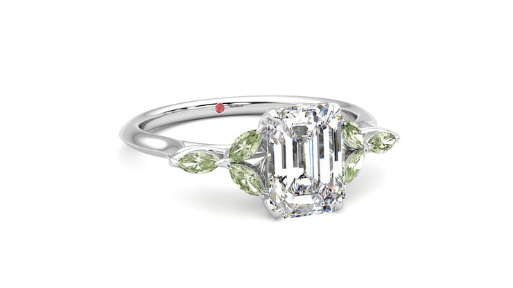 Taylor & Hart Tamora Emerald Engagement Ring 360 degree image 4