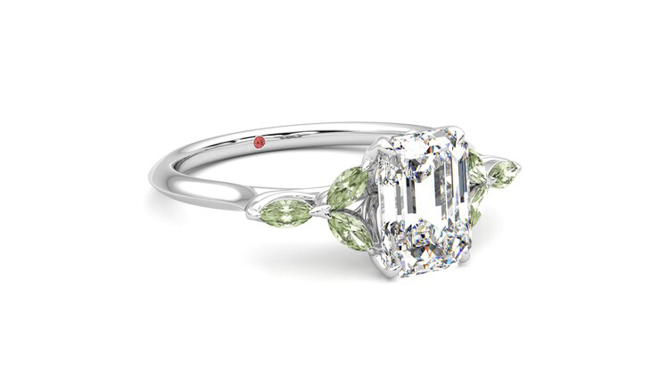 Taylor & Hart Tamora Emerald Engagement Ring 360 degree image 5