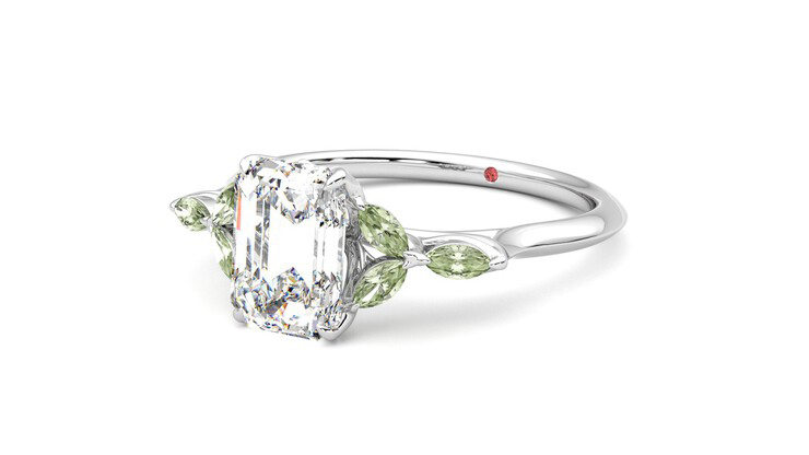 Taylor & Hart Tamora Emerald Engagement Ring 360 degree image 25