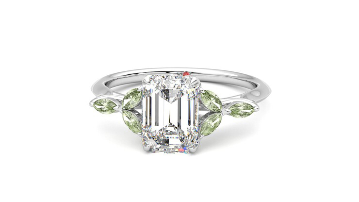 Taylor & Hart Tamora Emerald Engagement Ring 360 degree image 28