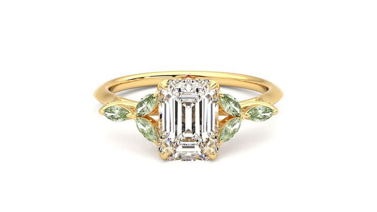 Taylor & Hart Tamora Emerald Engagement Ring 360 degree image 0