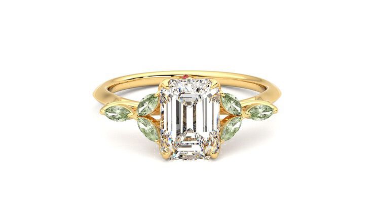 Taylor & Hart Tamora Emerald Engagement Ring 360 degree image 1