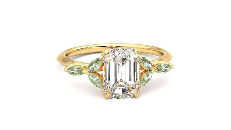 Taylor & Hart Tamora Emerald Engagement Ring 360 degree image 2