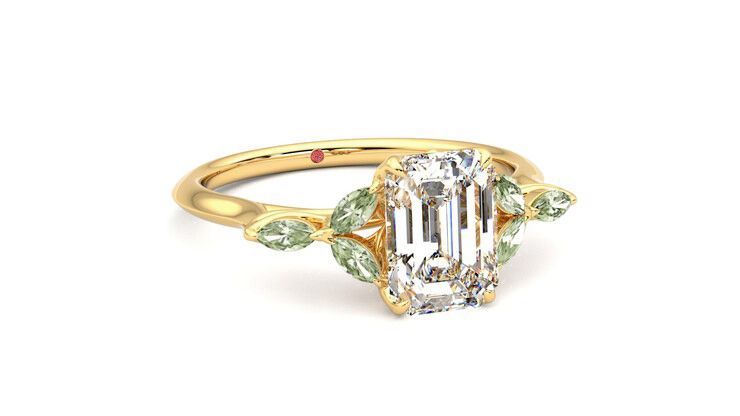 Taylor & Hart Tamora Emerald Engagement Ring 360 degree image 4