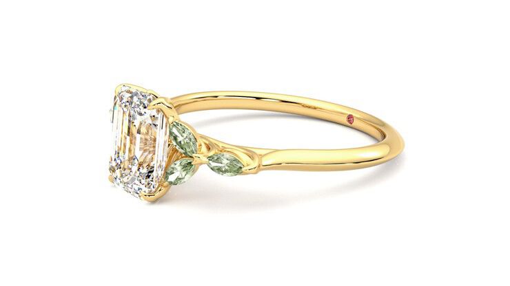 Taylor & Hart Tamora Emerald Engagement Ring 360 degree image 23