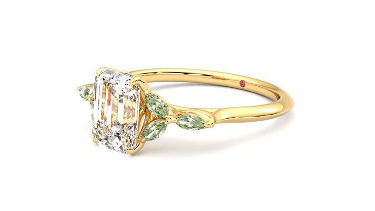 Taylor & Hart Tamora Emerald Engagement Ring 360 degree image 24