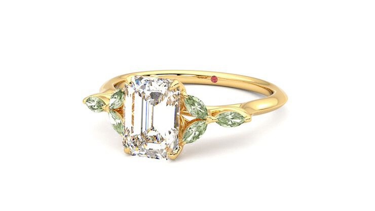 Taylor & Hart Tamora Emerald Engagement Ring 360 degree image 26