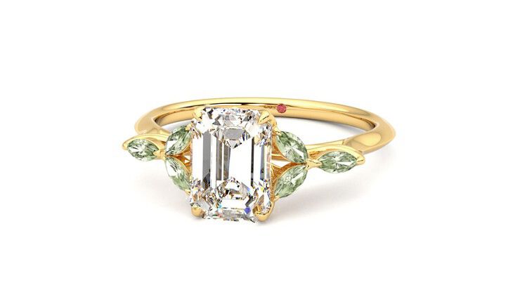 Taylor & Hart Tamora Emerald Engagement Ring 360 degree image 27