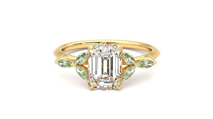 Taylor & Hart Tamora Emerald Engagement Ring 360 degree image 29