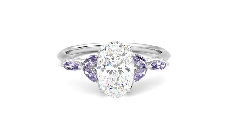 Tamora Platinum pav trilogy gemstone sides style engagement