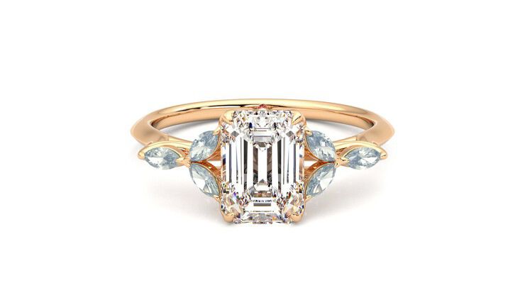 Taylor & Hart Tamora Emerald Engagement Ring 360 degree image 0
