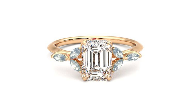 Taylor & Hart Tamora Emerald Engagement Ring 360 degree image 1