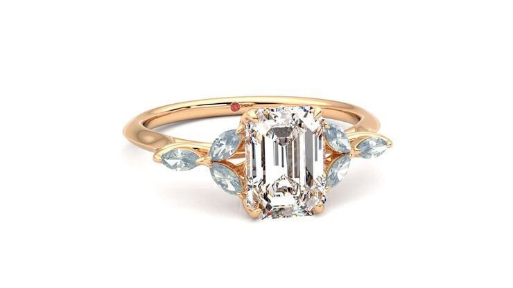 Taylor & Hart Tamora Emerald Engagement Ring 360 degree image 3