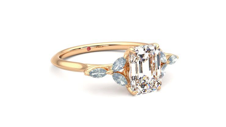 Taylor & Hart Tamora Emerald Engagement Ring 360 degree image 5