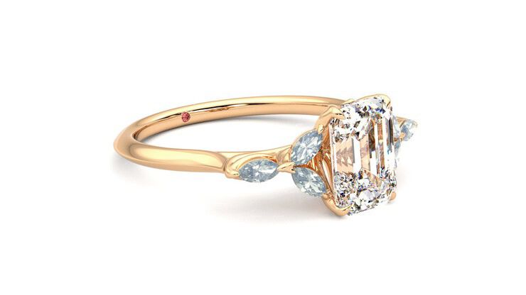 Taylor & Hart Tamora Emerald Engagement Ring 360 degree image 6