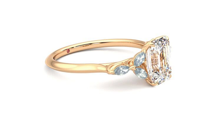 Taylor & Hart Tamora Emerald Engagement Ring 360 degree image 7