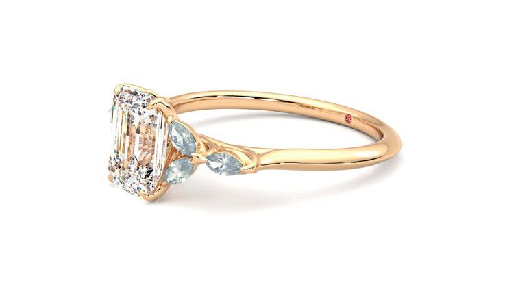 Taylor & Hart Tamora Emerald Engagement Ring 360 degree image 23