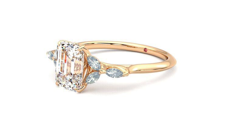 Taylor & Hart Tamora Emerald Engagement Ring 360 degree image 24