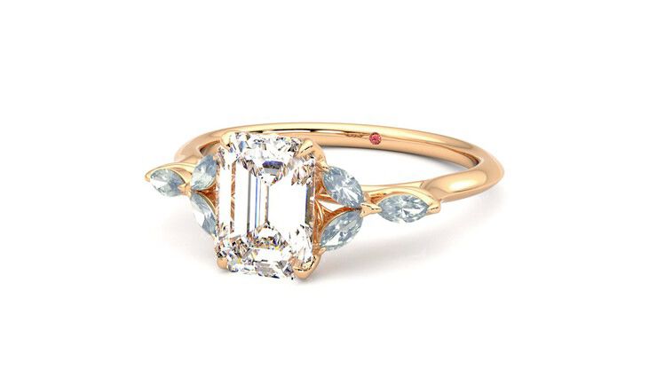 Taylor & Hart Tamora Emerald Engagement Ring 360 degree image 26