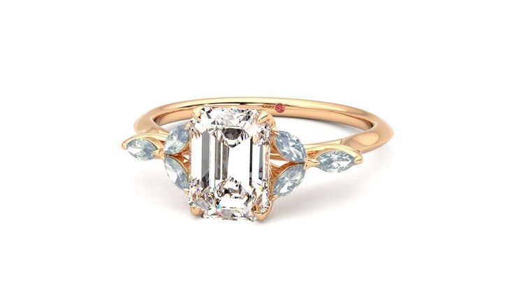 Taylor & Hart Tamora Emerald Engagement Ring 360 degree image 27