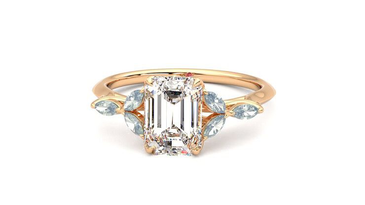 Taylor & Hart Tamora Emerald Engagement Ring 360 degree image 28