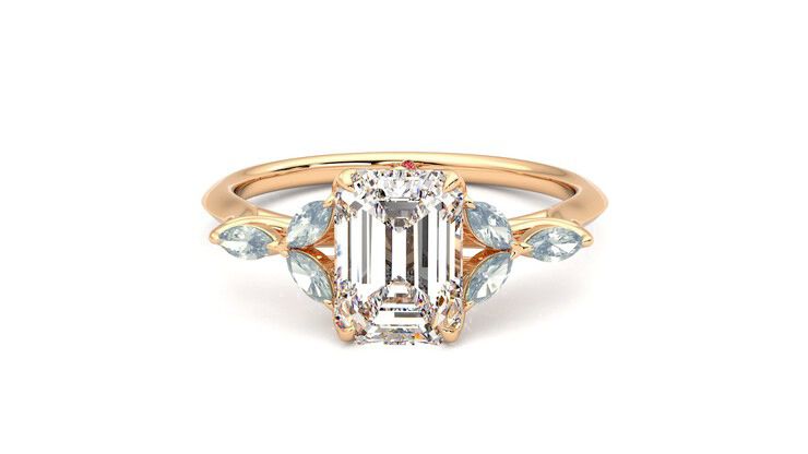 Taylor & Hart Tamora Emerald Engagement Ring 360 degree image 29
