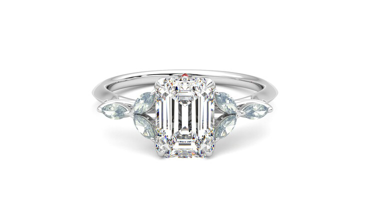 Taylor & Hart Tamora Emerald Engagement Ring 360 detail 01