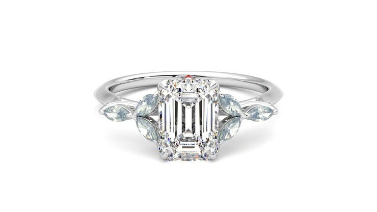 Taylor & Hart Tamora Emerald Engagement Ring 360 degree image 0
