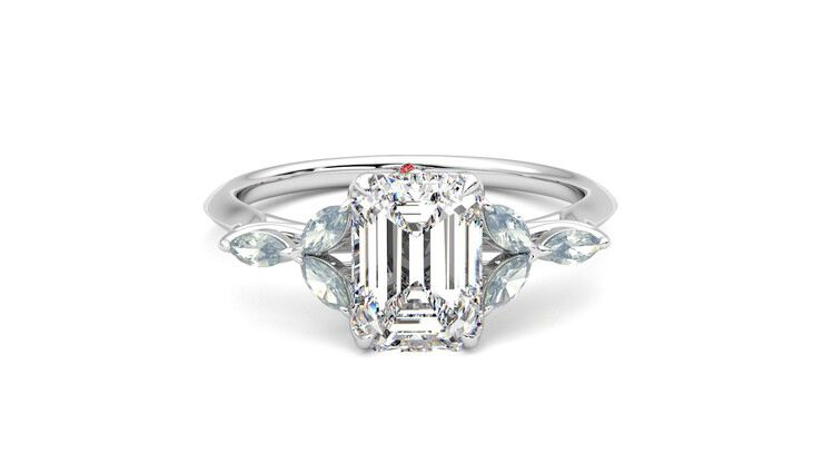 Taylor & Hart Tamora Emerald Engagement Ring 360 degree image 1
