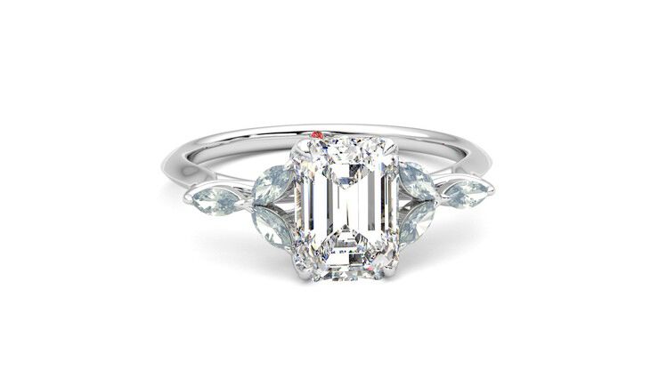 Taylor & Hart Tamora Emerald Engagement Ring 360 degree image 2