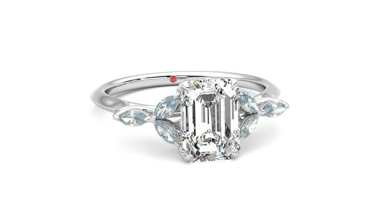Taylor & Hart Tamora Emerald Engagement Ring 360 degree image 3