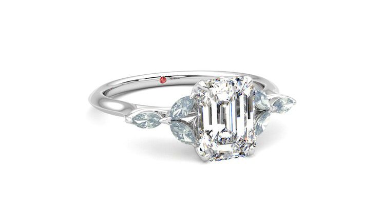 Taylor & Hart Tamora Emerald Engagement Ring 360 degree image 4