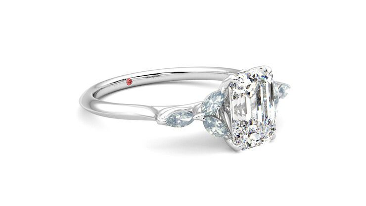 Taylor & Hart Tamora Emerald Engagement Ring 360 degree image 6