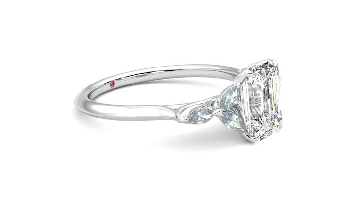 Taylor & Hart Tamora Emerald Engagement Ring 360 degree image 7