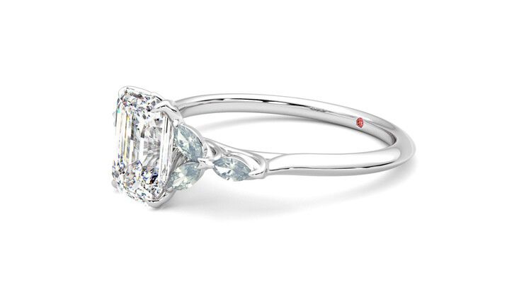 Taylor & Hart Tamora Emerald Engagement Ring 360 degree image 23