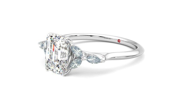 Taylor & Hart Tamora Emerald Engagement Ring 360 degree image 24