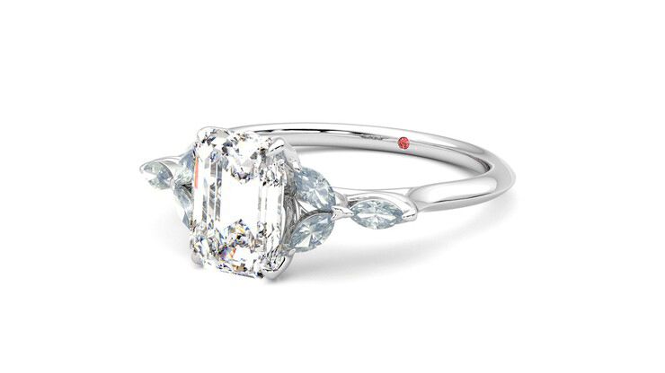 Taylor & Hart Tamora Emerald Engagement Ring 360 degree image 25
