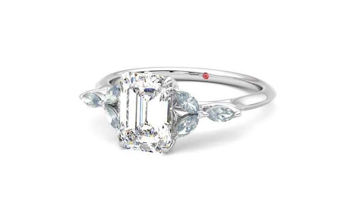 Taylor & Hart Tamora Emerald Engagement Ring 360 degree image 26