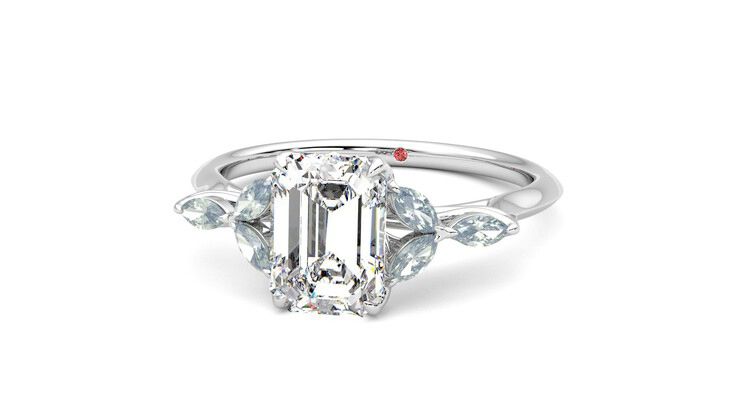 Taylor & Hart Tamora Emerald Engagement Ring 360 degree image 27