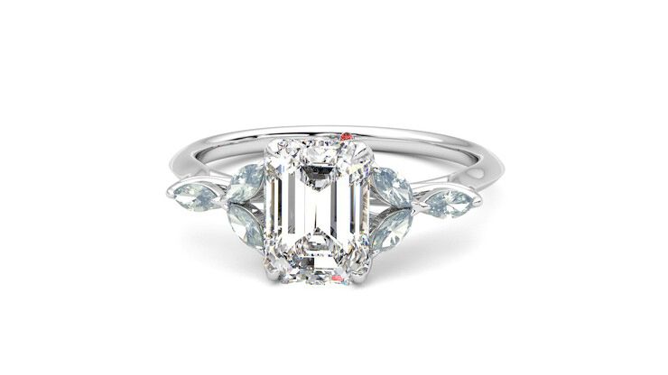 Taylor & Hart Tamora Emerald Engagement Ring 360 degree image 28