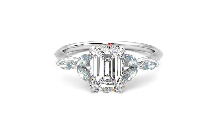 Taylor & Hart Tamora Emerald Engagement Ring 360 degree image 29