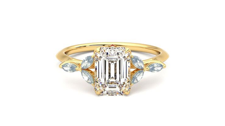 Taylor & Hart Tamora Emerald Engagement Ring 360 degree image 0