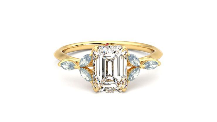 Taylor & Hart Tamora Emerald Engagement Ring 360 degree image 1