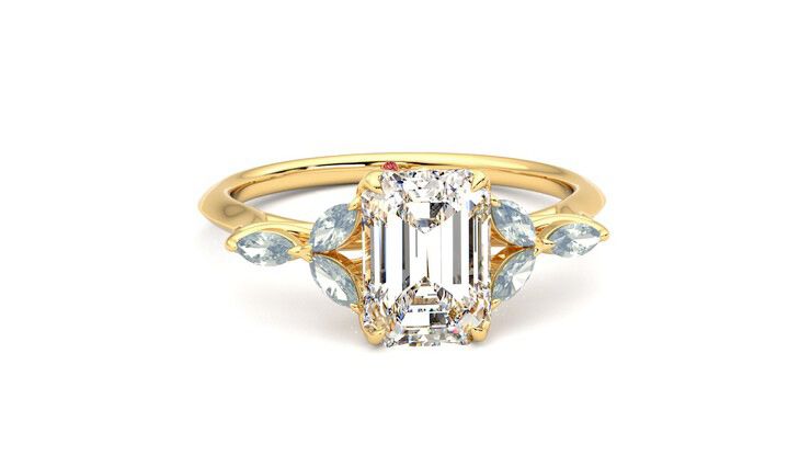 Taylor & Hart Tamora Emerald Engagement Ring 360 degree image 2